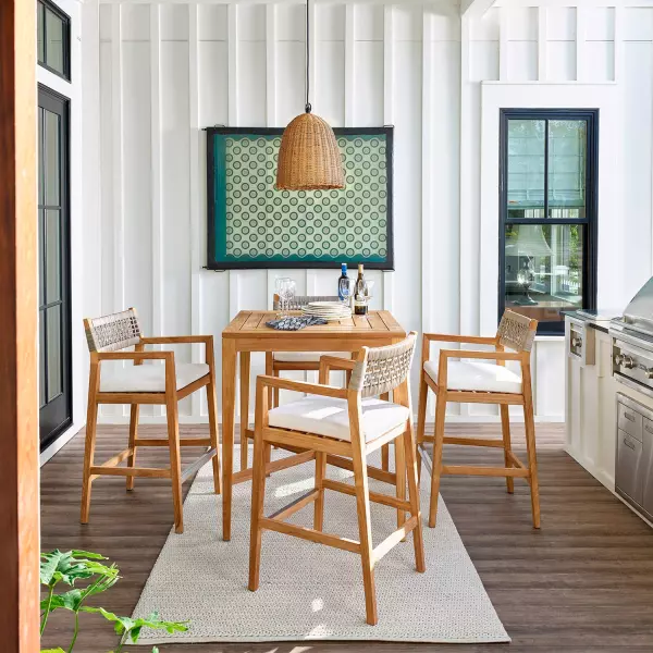 U012651 Natural Teak Coastal Living Outdoor Chesapeake Bar Table 4