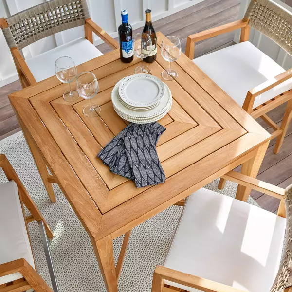 U012651 Natural Teak Coastal Living Outdoor Chesapeake Bar Table 5