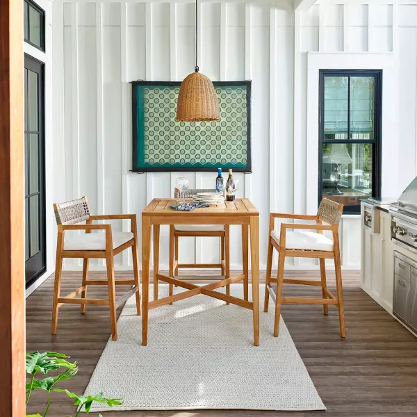 U012651 Natural Teak Coastal Living Outdoor Chesapeake Bar Table