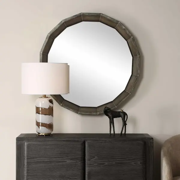 08319 Uttermost Neve Bronze Round Mirror in Bronze
