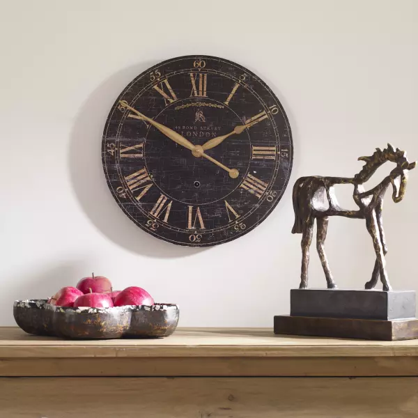 06029 Uttermost Bond Street 18" Black Wall Clock