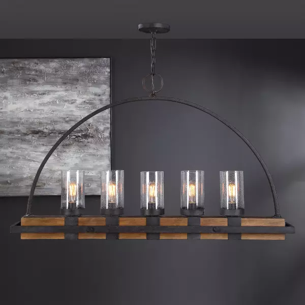 21328 Uttermost Atwood 5 Light Rustic Linear Chandelier