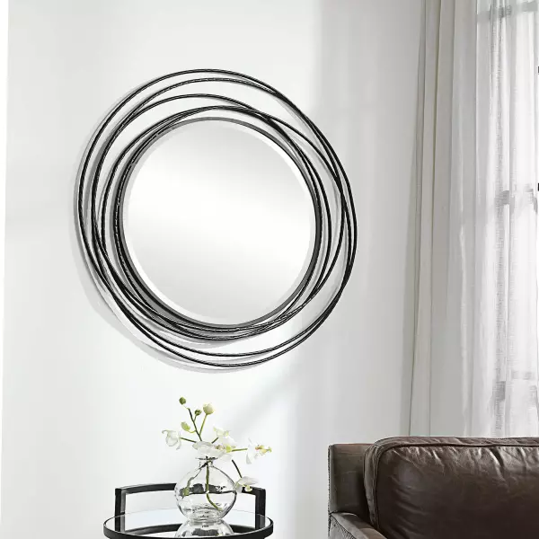 Uttermost 09704 Whirlwind Black Round Mirror 3
