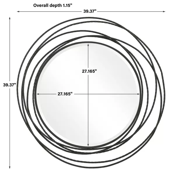 Uttermost 09704 Whirlwind Black Round Mirror 6