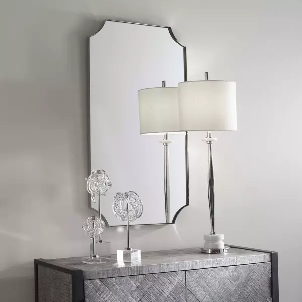 09710 Uttermost Lennox Nickel Scalloped Corner Mirror