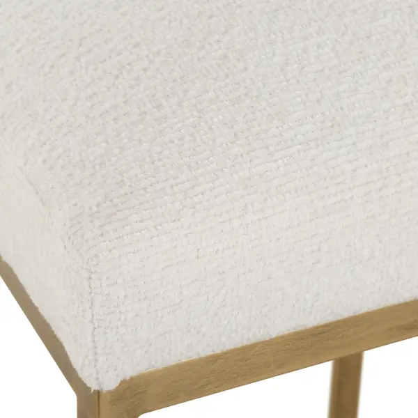 W23038 Modern Iron Counter Stool In Antique Brushed Brass And Textured Cream Performance Fabric 26 High By Id Inspo 8