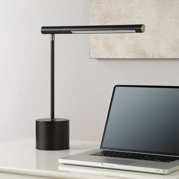 W26161-1 Dark Bronze Desk Lamp with Brass Accents and Rotating Arm by ID Inspo