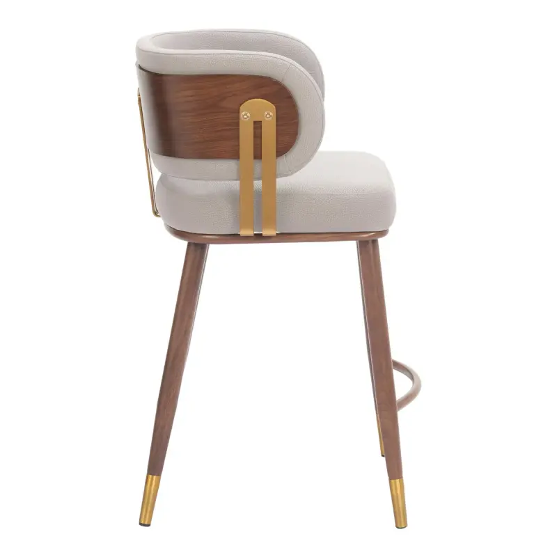 110947 Zuo Brew Counter Stool Beige & Walnut